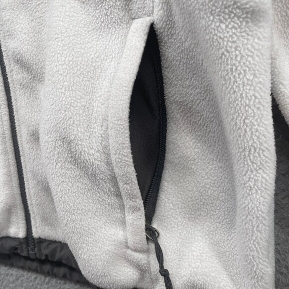 The North Face Denali Fleece Jacket White Gray Nylon Shell Panelled Medium - Picture 11 of 15